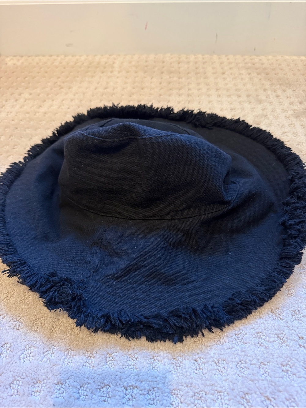 Anthropologie black bucket hat with fringe